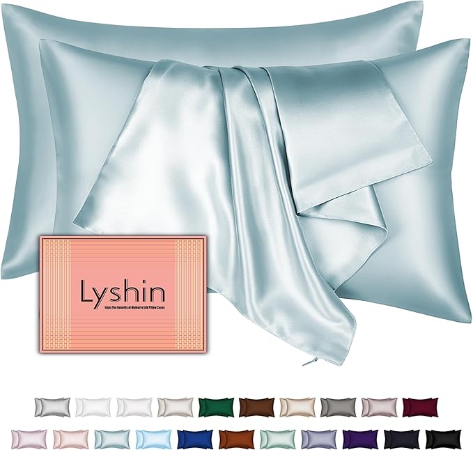 Mulberry Silk Pillow Cases 2 Pack Queen Size 20x30 Inches with Hidden Zipper, Ultra Smooth and Soft Breathable Cooling Silk Satin Pillowcase Set of 2, Better for Hair and Skin, Gifts for Women Men