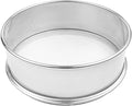 Stainless Steel Flour Sifter Fine Mesh Round Flour Sieve for Baking 8" Diameter x 2.5" High; 50 Mesh (Hole Size 0.3mm)