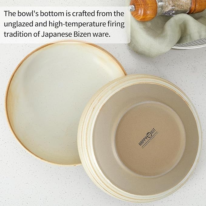 HAPPY KIT 9'' Pasta Bowls, 42oz Pasta Bowls Set of 4, Large Salad Bowl, Ceramic Serving Bowls,Double Reactive Glaze, Ideal for Housewarming, Festivals, Microwave Safe (Dark Ruby)
