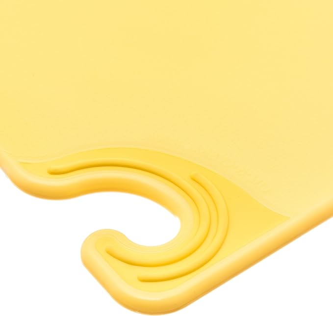 San Jamar Saf-T-Grip Plastic Cutting Board with Safety Hook, 12" x 18" x 0.5", Yellow, (Pack of 6)
