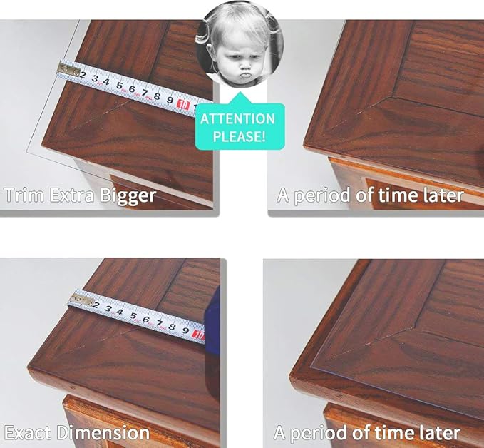 NECAUX Custom 48 x 56 Inch Clear Table Cover Protector, 1.5mm Thick Plastic Waterproof Heavy Duty Desk Pad Mat Non-Slip Tablecloth Protector for Coffee Table, Sofa Table, Media Stand, Countertop