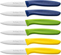 Paring Knife Fruit Knife Set (6 Pieces), Ultra Sharp Stainless Steel Vegetable and Fruit Knife with PP Plastic Ergonomic Handle for Cutting Fruits and Vegetables,Blue/Yellow/Green