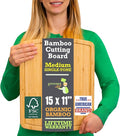 GREENER CHEF 15 Inch Bamboo Cutting Board with Lifetime Replacements - Medium Wooden Chopping Board for Kitchen, Butcher Block, Meat, Vegetables, Charcuterie and Cheese Board