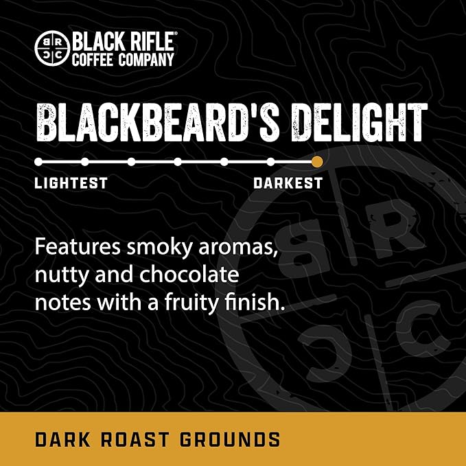 Black Rifle Coffee Company Blackbeard's Delight, 12oz Bag, Ground Coffee Dark Roast - Roasted Blend Made from Arabica Beans - Colombian & Brazilian Beans - Veteran Founded & American Made