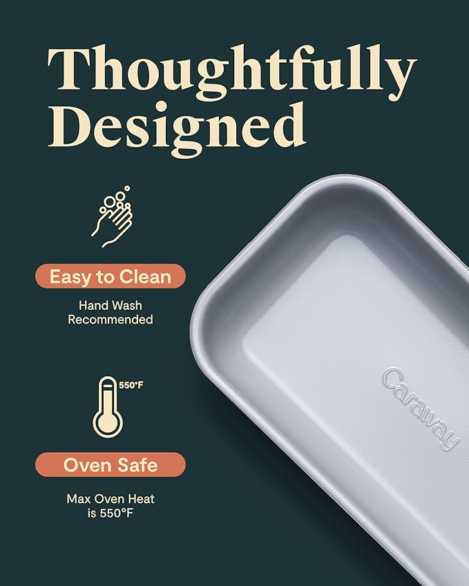 Caraway Non-Stick Ceramic 1 lb Loaf Pan - Naturally Slick Ceramic Coating - Non-Toxic, PTFE & PFOA Free - Perfect for Pound Cakes, Breads, & More - Perracotta