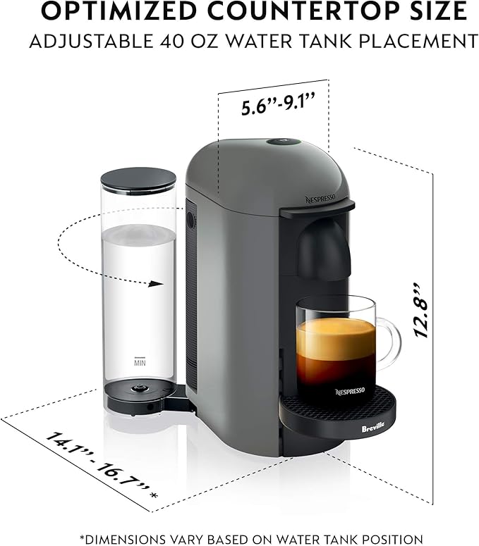 Breville Nespresso VertuoPlus Coffee and Espresso Machine by Breville,Grey