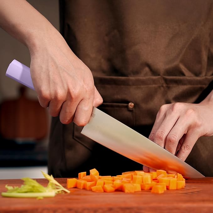 8 Inch Chef Knife, AR-RPM9 Steel & Ergonomic Handle Cooking Knife, Ultra Sharp Professional Kitchen Knife with Oak Sheath, Gift for Home Chefs