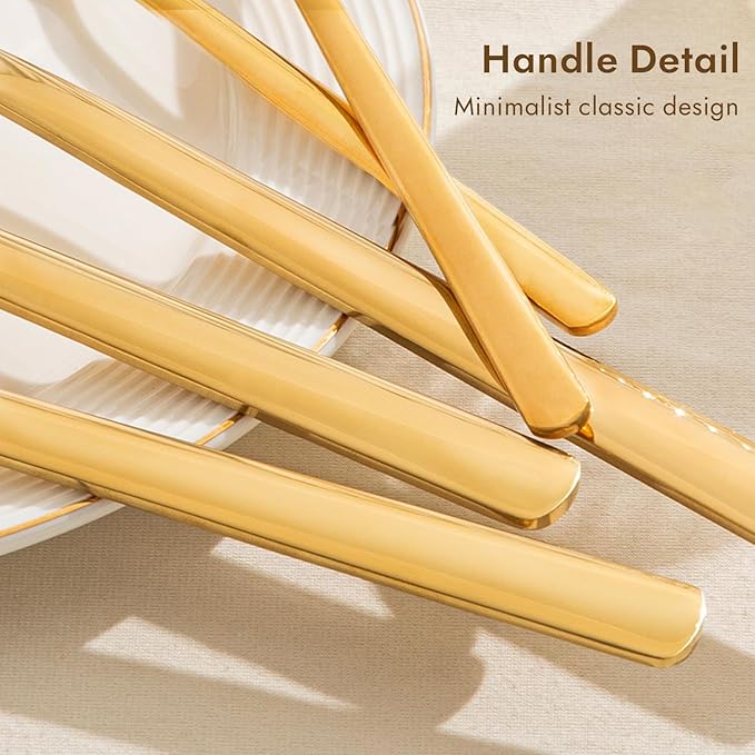 KINGSTONE Large Hostess Gold Serving Utensils Sets,18/10 Stainless Steel Heavy Duty 10inch Serving Spoons,Slotted Spoons,Serving Fork,Serving Tongs, Cake Pie Server For Buffet, Wedding, Party