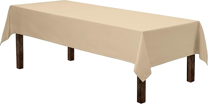 Gee Di Moda Rectangle Tablecloth - 60 x 126 Inch Beige Table Cloth for 8 Foot Rectangle Table - Heavy Duty Washable Fabric - for 8 Ft Buffet Table, Holiday Party, Dinner, Wedding & Baby Shower
