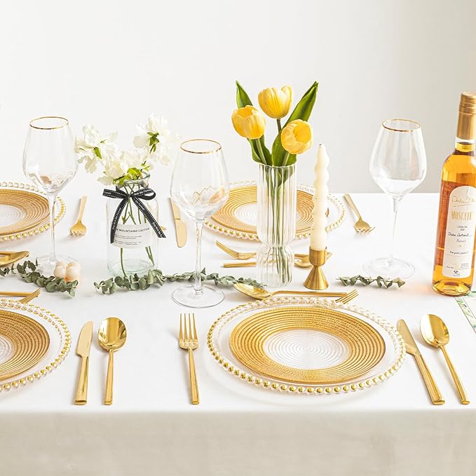 KINGSTONE Gold Silverware Set, 40-Piece Forged Flatware Set Cutlery Set Premium Stainless Steel, Service for 8, for Kitchen, Home, Wedding, Party, Mirror Polished Dishwasher Safe