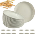 12 Pcs Unbreakable Deep Dinner Plates Set, 10 inch Reusable Plastic Wheat Straw Plates, Microwave and Dishwasher Safe Plate for Kitchen, Lightweight Plate for Dessert, BPA Free, Beige