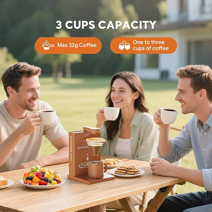 Portable Detachable One Cup Coffee Maker,Automatic Pour Over Coffee Maker, Portable Drip Coffee Maker with Reusable Filter for Home,Office,Hotel,Traveling or Business Trip,300ml,10oz