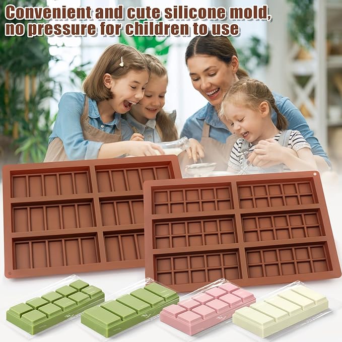 2 Pack Chocolate Bar Mold - Non-Stick Chocolate Molds, 100% Food Grade Silicone Deep Mold for Food Grade Silicone Deep Mold for Dubai Pistachio, Candy, Snacks