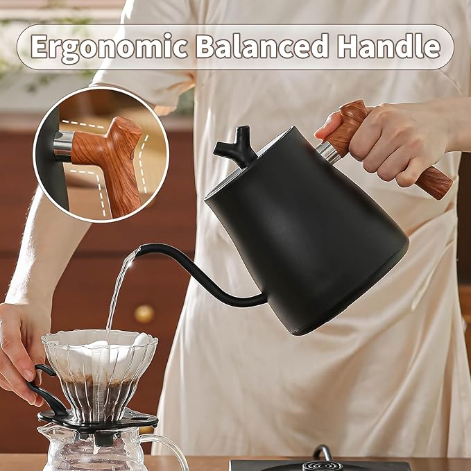 Water Kettle Electric,Gooseneck Electric Kettle with 50pcs Coffee Filter,±1℉ Temperature Control, Fast Heating, Stainless Steel Interior, Ideal for Precise Pour-Over Coffee and Tea