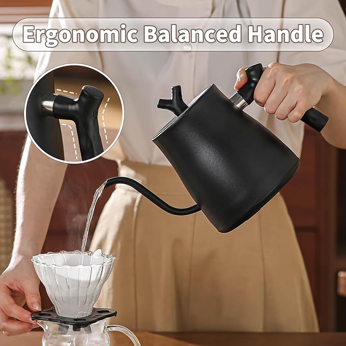 Water Kettle Electric,Gooseneck Electric Kettle with 50pcs Coffee Filter,±1℉ Temperature Control, Fast Heating, Stainless Steel Interior, Ideal for Precise Pour-Over Coffee and Tea