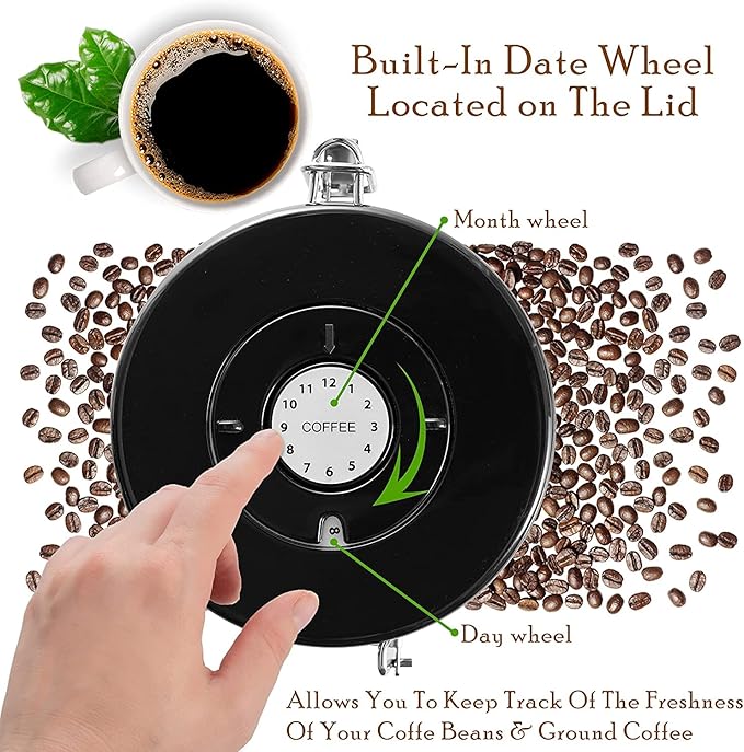 Mixpresso Gooseneck Pour Over Coffee Kettle, Barista Pour Control Design, High-Grade Stainless Steel 1.2 Liter Bundle With Bronze Stainless Steel Airtight Coffee Container with Date Tracker For Coffe