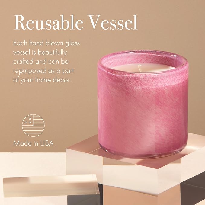 LAFCO New York Signature Candle, Duchess Peony - 15.5 oz - 90-Hour Burn Time - Reusable, Hand Blown Glass Vessel - Made in The USA