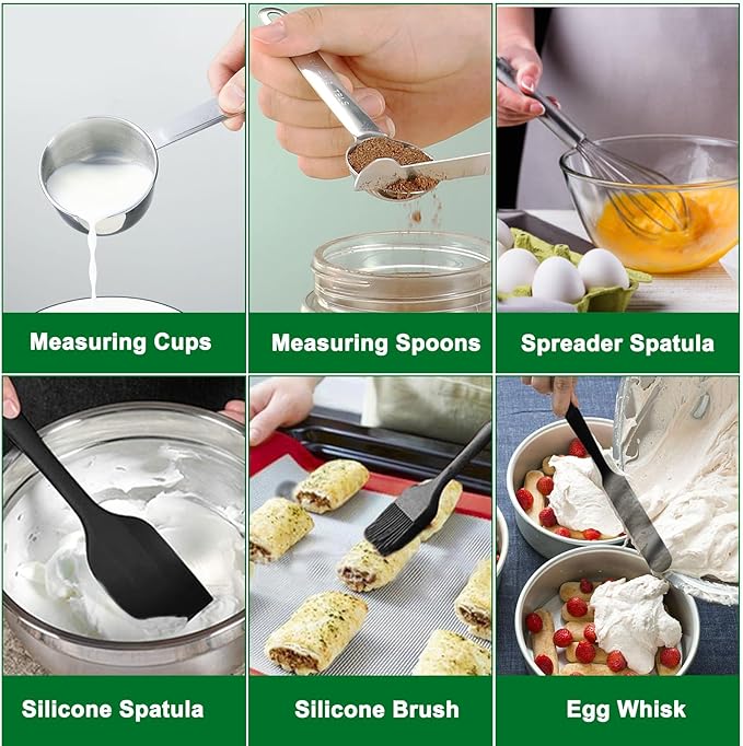 Mixing Bowls Set, 27PCS Stainless Steel Mixing Bowl with Lid Set, Large Nesting Bowls 7, 4.5, 3, 2.5, 2, 1.5QT, Measuring Cups and Spoons Baking Utensils Metal Bowl for Kitchen Prep