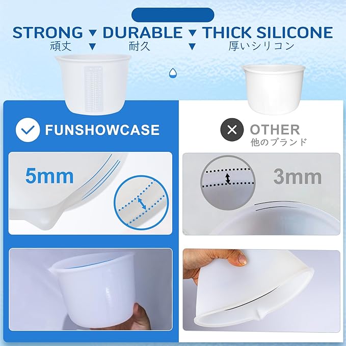 Silicone Measuring Bowl-Epoxy Resin, Fluid Art, Butter, Chocolate-Squeeze Pour Mixing-BPA Free-Large Set of 2 1000ml/36oz(4 Cups) 600ml/20oz(1 Pint)