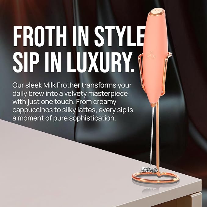 Zulay Kitchen Executive Series Luxury Gift Milk Frother with 4 Duracell Batteries – Handheld Electric Foam Maker for Coffee, Lattes & Hot Chocolate – Deluxe Finish, Ultimate Gift for Coffee Lovers