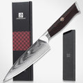 Utility Knife,5.5inch Damascus knife,67-Layer High Carbon Stainless Steel Kitchen Knife,Professiona Sharp Cutting Knives with Ergonomic Red G10 Handle,Gift Box for Home and Kitchen Birthday Gift