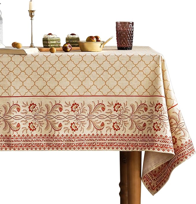 ISAENNE Designer Linen Floral Small Square Tablecloth,Pale Yellow Farmhouse Indoor Table Cloth,Durable Decor Tablecloths for Dining Kitchen Thanksgiving Christmas,55"*55"-Chamonix A