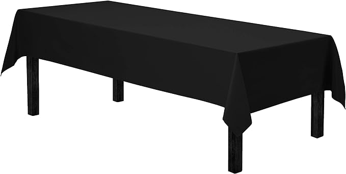 Gee Di Moda Rectangle Tablecloth - 60 x 102 Inch Black Table Cloth for 6 Foot Rectangle Table - Heavy Duty Washable Fabric - for 6 Ft Buffet Table, Holiday Party, Dinner, Wedding & Baby Shower
