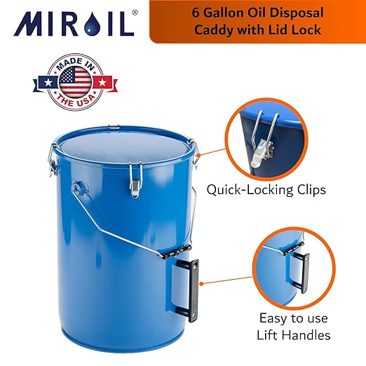 MirOil Filter Pot Combo, Oil Pot & Oil Filter Bag, 6 Gallon Deep Fryer Grease Disposal Caddy w/Reusable EZ Flow Strainer Bag and Frame for Filtering & Safe Storage, Extends Life & Polish Fryer Grease