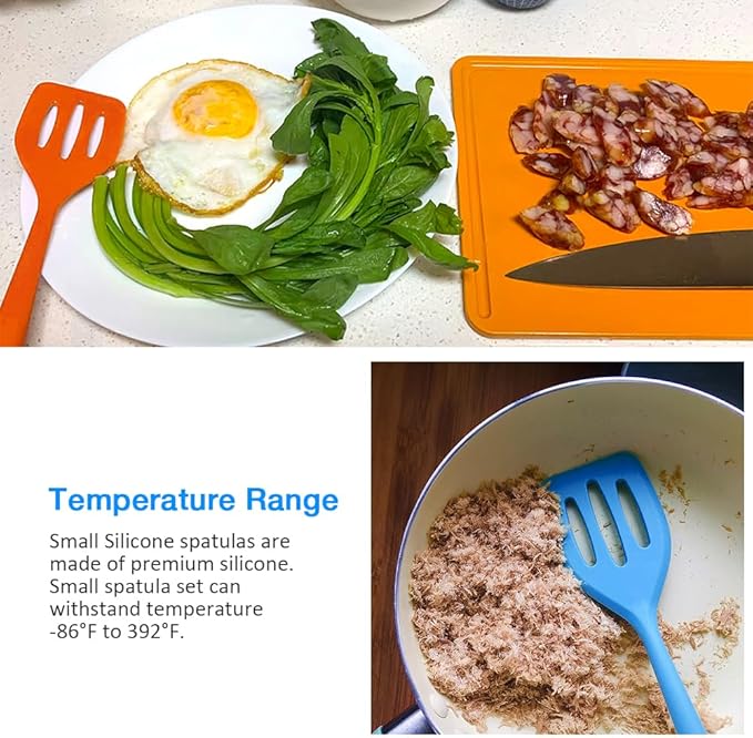 5 Pcs Small Silicone Spatula, Mini Slotted Turner, Small Serving Spatulas for Egg, Steak, Pancake