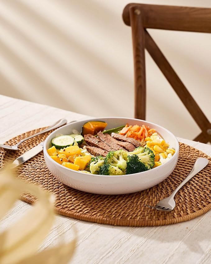 famiware Milkyway 33 oz Bowl Set, Pasta Bowls Set of 4, Salad Bowls Perfect for Your Friend for Housewarming, Thanksgiving, Christmas, White