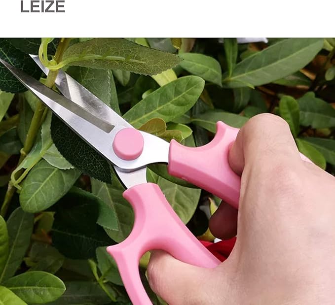 Leize Flower Scissors, Premium Thickened Stainless Steel Floral Shears, Strong Pruner for Flowers, Branches and Leaves (Blue Slender)