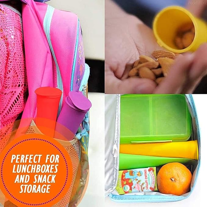 Silicone Ice Pop Molds,BPA Free Popsicle Molds with Attached Lids,Reusable DIY Popsicle Molds for Kids,Set of 6 (Pure color)