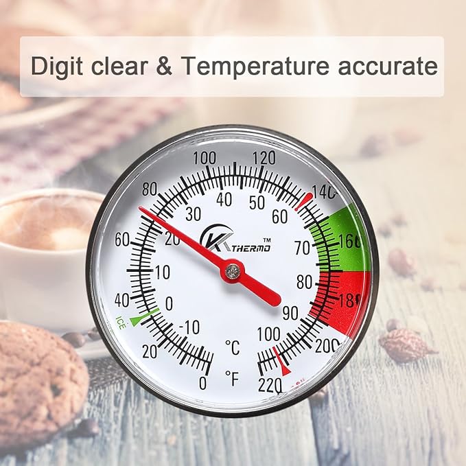KT THERMO Instand Read 2-Inch Dial Thermometer(2 Pack),Best for The Coffee Drinks,Chocolate Milk Foam