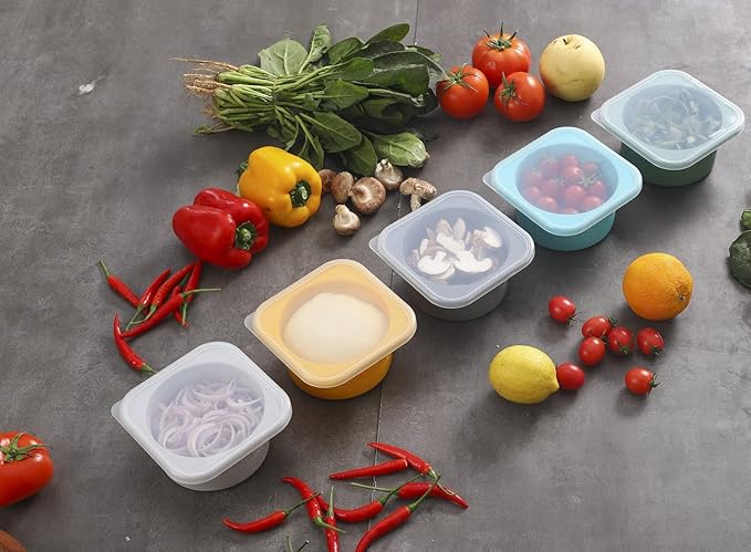 Stackable Silicone Artisan Pizza Dough Proofing Proving Containers with Lids pizza making accessories-4 pack-500ml portion (Yellow)