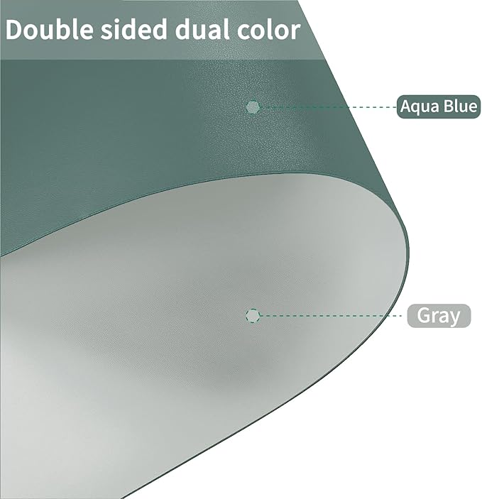 Leather Table Cover,1.8mm Thick,24x48 Inch Desk Cover,Large Desk Mat,Table Protector,Table Cover Protector,Office Desk Cover,Coffee Table Protector(Aqua Blue+Gray,24x48)