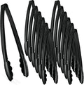 [Black Tongs 12'' Inches] Plasticpro 12'' Serving Tongs Heavy Duty Reusable Kitchen and BBQ Black Serving Tongs for party's, Caterings, Events, Buffet, Weddings, And every Day use Pack of 12
