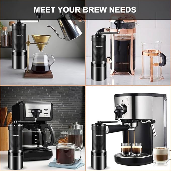 M7 Pro Manual Coffee Grinder,Titanium Coating Conical Burr,Hand Coffee Grinder with External 72 Grinding Scales,All-round Hand Grinder for Pour Over Drip French Press Espresso (Black)