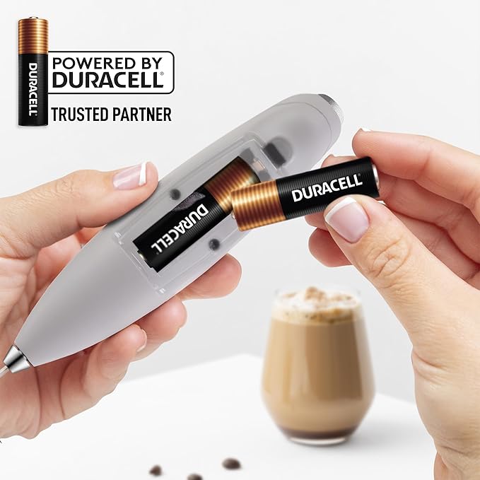 Zulay Kitchen Patented Tornado Triple Whisk Milk Frother with 4 Duracell Batteries – Handheld Foam Maker for Coffee, Lattes, Matcha & Hot Chocolate – Rich, Creamy Froth in Seconds