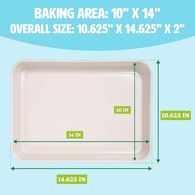 Tasty Clean Ceramic 14-Inch x 10-Inch Roasting Pan, Durable Aluminized Steel for Professional Results, Clean Ceramic Nonstick Coating, Oven Safe to 425°F, Dishwasher Safe, Aqua