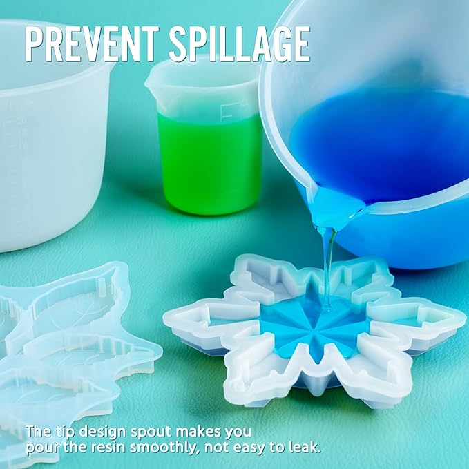 Silicone Resin Mixing Measuring Bowls 2Pcs 600ml/20oz for Resin Supplies, Thickened Reusable Silicone Bowl Cups for Epoxy Mixing, with Stir Sticks, Jewelry Making