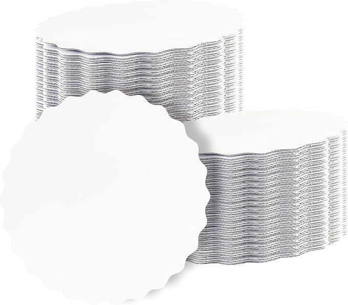 qiqee 8 Inch White Wave Cake Boards Round 15-Packs Circles Rounds Base Food-Grade Cardboard Wave Cake Plate（Thinner But Stronger）