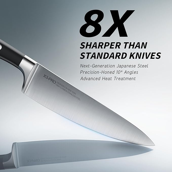 Premium Knife Set 15 Pcs Quality Kitchen Knife Set with Block, Japanese High Carbon Stainless Steel Razor Sharp Knife Block Set, Acacia Wood Block Knife Set with Ergonomic Full-tang Handle