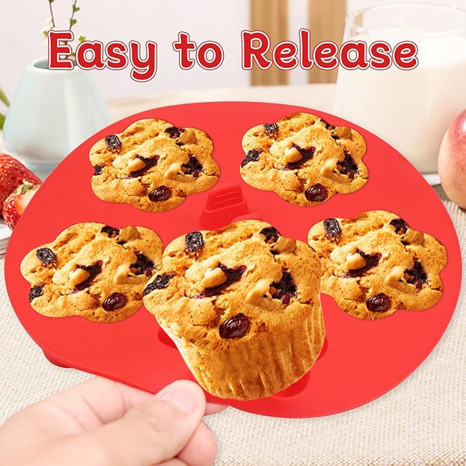 Silicone Air Fryer Muffin Pan Egg Bite Mold for Oven Baking,1 Pcs Mini Muffin Tins Cups Cake Pan Tray for Air Fryer Liners Basket Accessories Baking Muffin Cakes Pancake Quiche