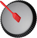 DATANYA Tart Pans with Removable Bottom 10 Inch Quiche Pan, Heavy Duty Carbon Steel Round Non-stick Fluted Pie Tart Pan for Mousse Cakes, Christmas Dessert Baking (10.2 Inch 1pc)