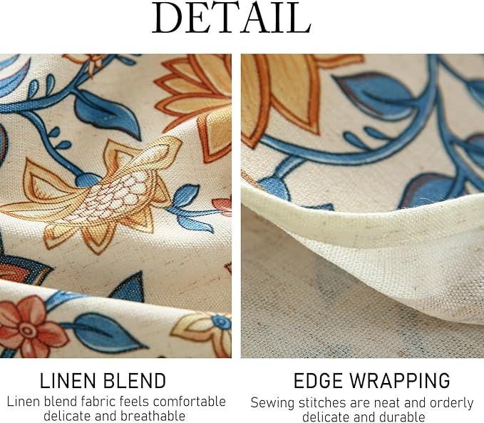 ISAENNE Designer Bohemian Floral Extra Long TableclothRectangle,Linen Colorful Table Cloth,Wrinkle Resistant Decor Tablecloths for Dining Thanksgiving Kitchen Christmas,63"*110"-Estevan B