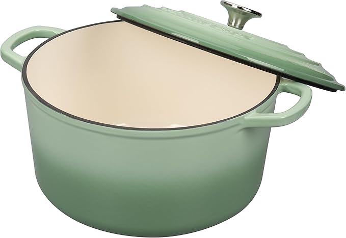 Enameled Cast Iron Dutch Oven Pot with Lid, for Sourdough Bread Baking, Round Dutch Ovens, 6 Quart, Green