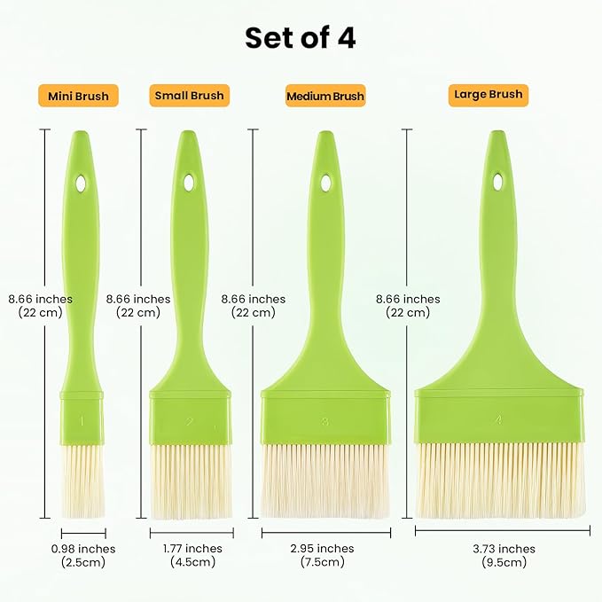 GEEKHOM Basting Brushes, Basting Pastry Baking Brush Set Heat Resistant Spread Oil Butter Sauce Marinade Meat Glazing for BBQ Grill Barbecue Baking Kitchen Cooking, Green