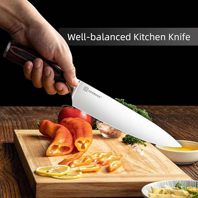 KEEMAKE Knife Set 3 Pieces - Kitchen Knives 1.4116 High Carbon Stainless Steel Professional Chef Knife Set, Razor Sharp Cooking Knife with Ergonomic Pakkawood Handle for Home Cooking and Restaurant