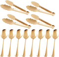 12PCS Stainless Steel Serving Utensils Sets with 8 Large Serving Spoons,4 Serving Tongs,Gold Serving Utensills Sets for Buffet Catering Banquet Party (Gold)