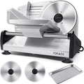 Meat Slicer, 200W Electric Deli Food Slicer with 2 Removable 7.5'' Stainless Steel Blades and Tray, Adjustable Thickness for home use,Child Lock Protection,Easy to Clean,Cuts Meat, Bread and Cheese